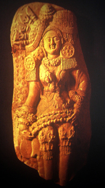 north Indian plaque with goddess or woman in ceremonial dress