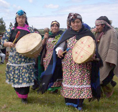 Machi leading a Nguillatun ceremony, Chile